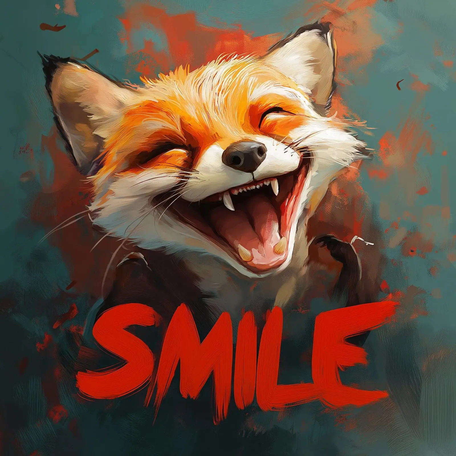 Fox Smile poster con telaio in plastica da Motivate-Today