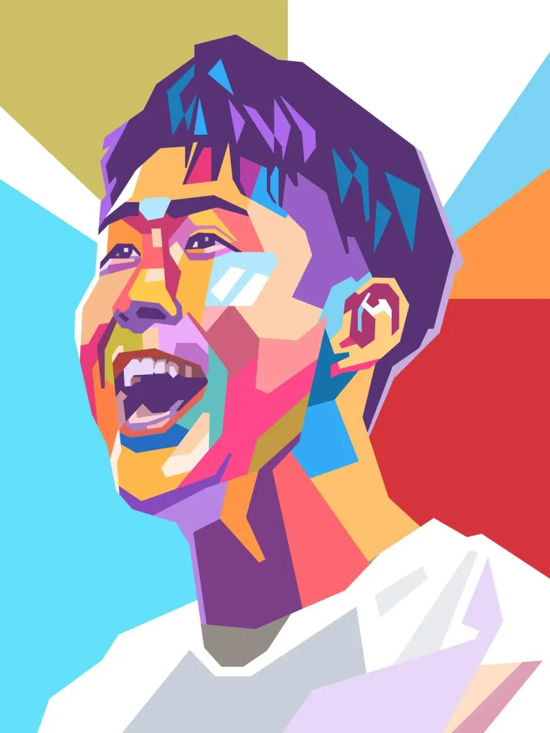 Son Heung-Min ritratto pop art pellicola backlit da Hantamrata