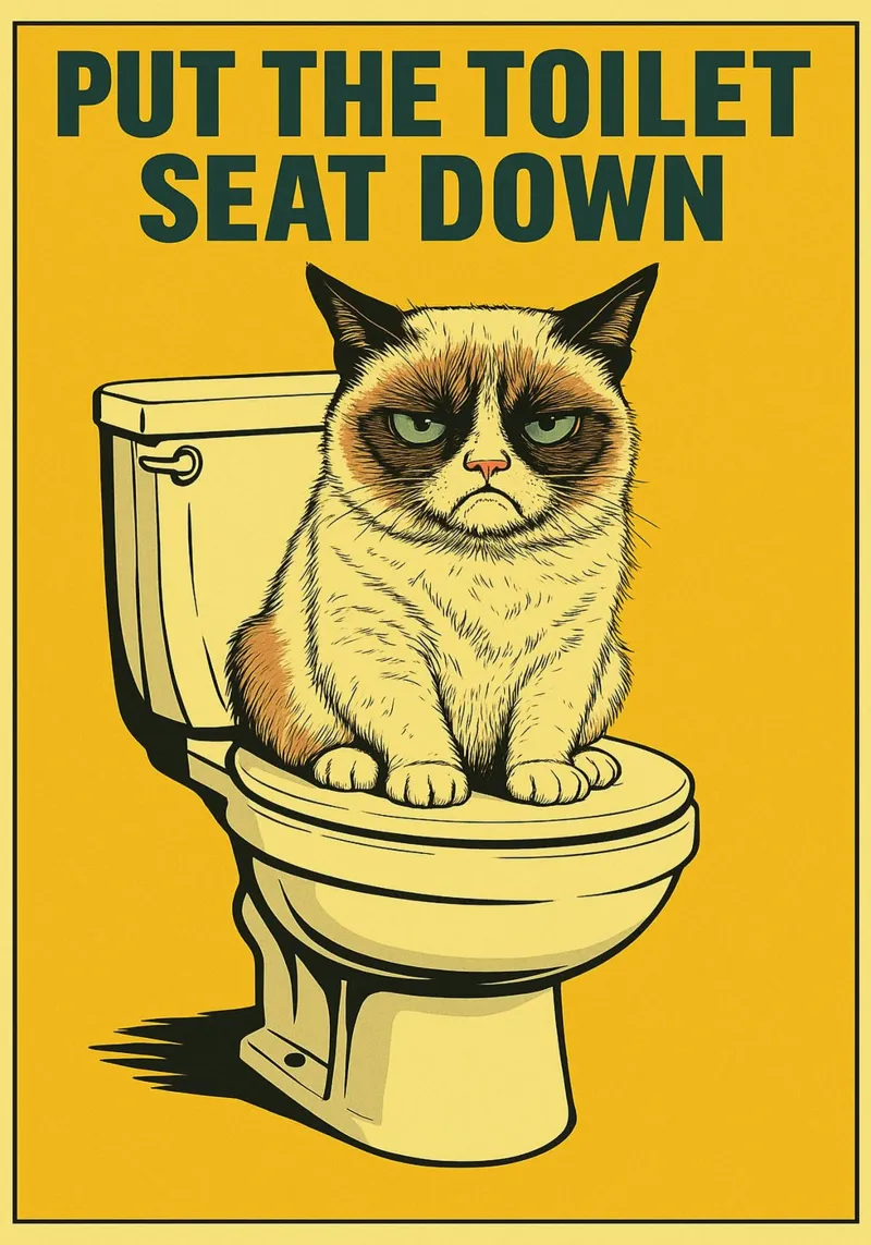 Baja el Asiento del Inodoro Gato Gracioso lámina retroiluminada de the gan gan