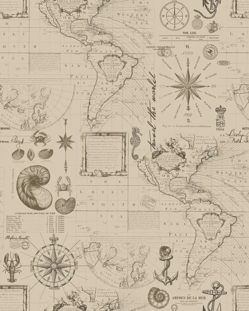 Navigare nei sette mari Avventure nautiche Beige pellicola backlit da Andrea Haase Vintage World