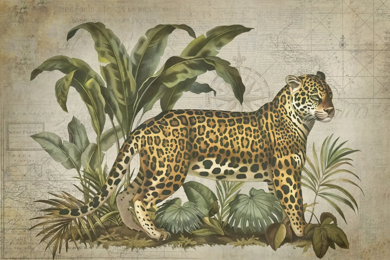 Tropical Jungle Vintage Cheetah Adventure 2 poster by Andrea Haase Vintage World