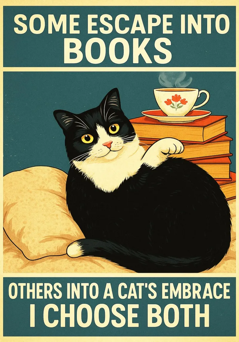 Alcuni scappano nei libri altri nell'abbraccio di un gatto Cat Funny pellicola backlit da the gan gan