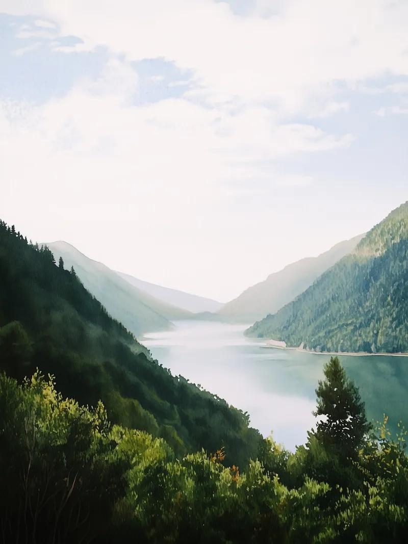 Norwegian Fjord Whisper: Serenity Over Water pellicola backlit da FujiBrush