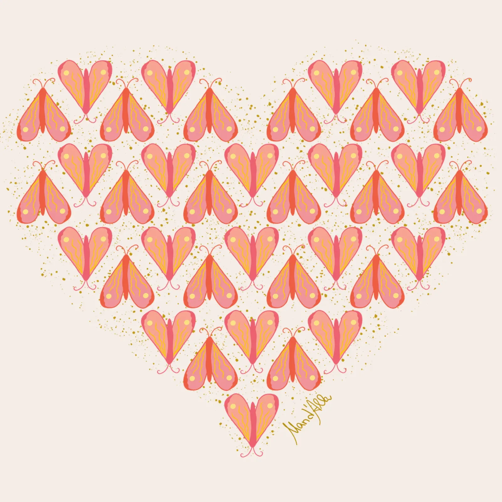 Infinite moth (orange & pink) forex plate by Mandalla Pattern