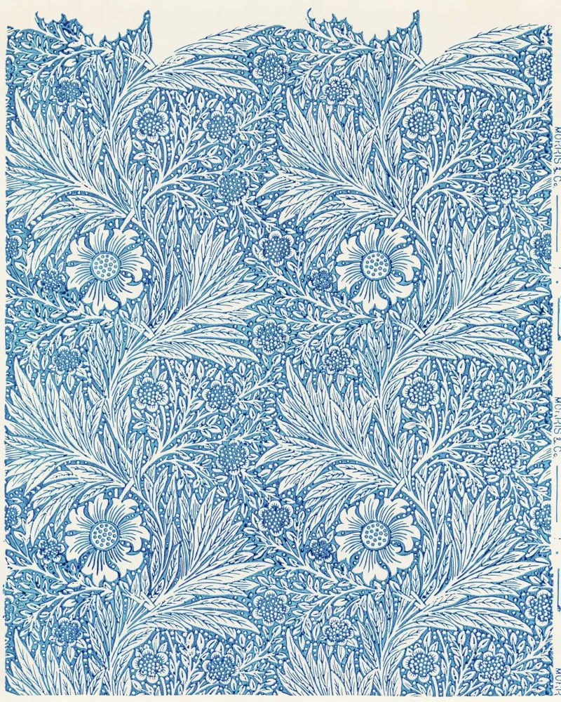 William Morris – Blue Marigold poster avec cadre en plastique de Venus Art