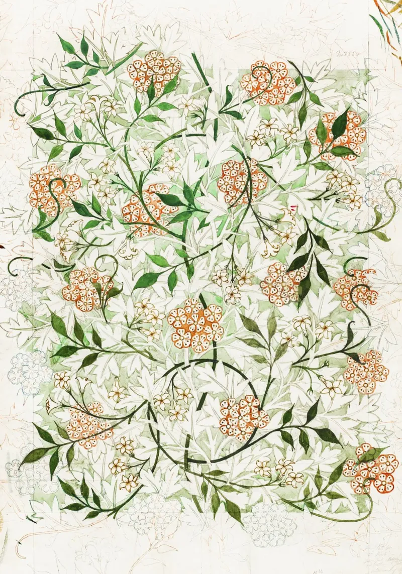 William Morris – Jasmine Pattern (circa late 19th century) pellicola backlit da Venus Art