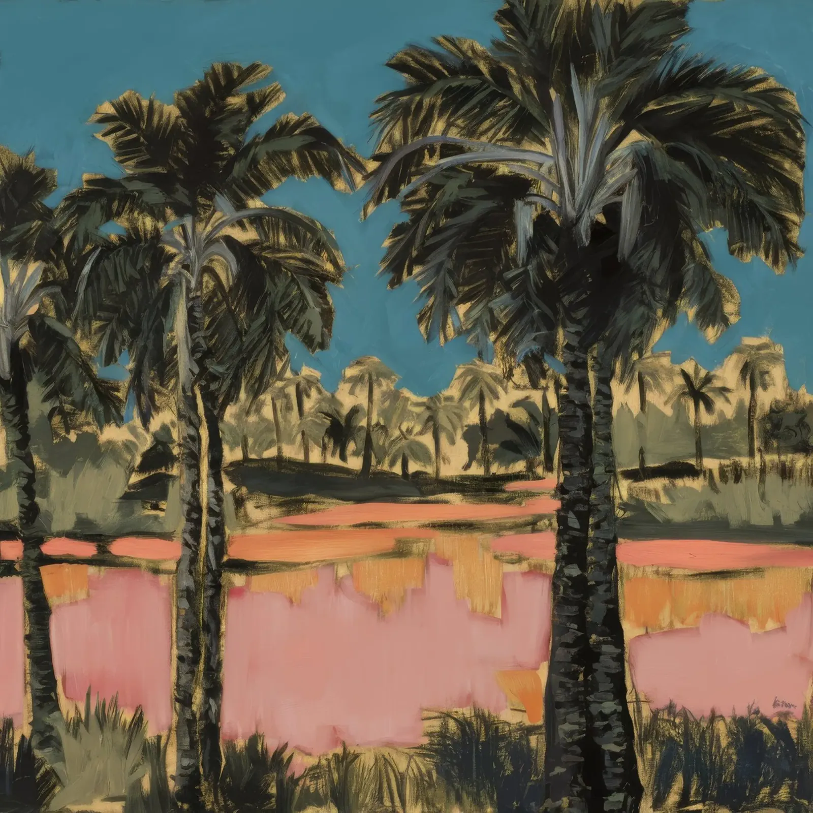 Palm Field Dusk canvas by Obisidian Brush