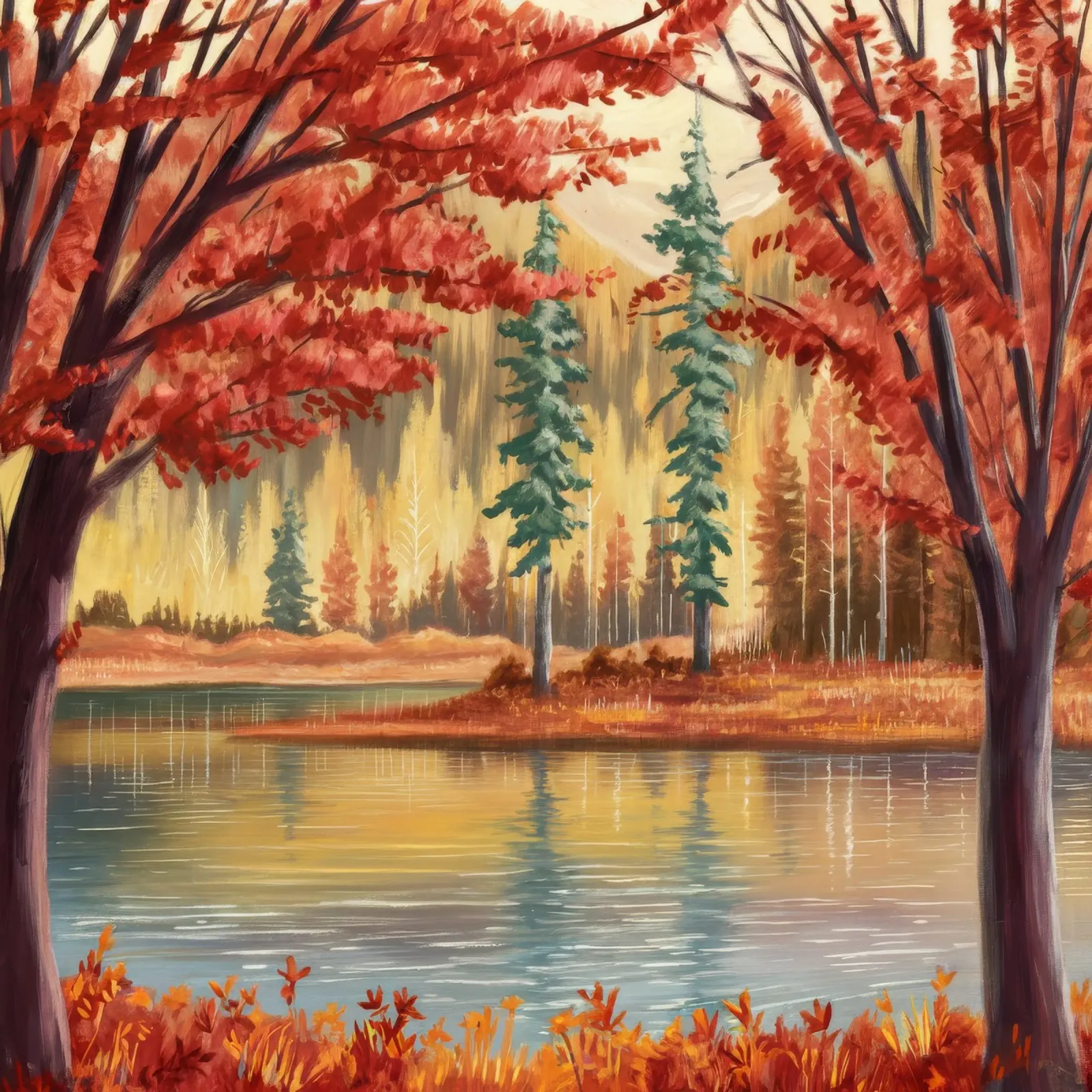 Riflessione autunnale Calma pellicola backlit da Obisidian Brush