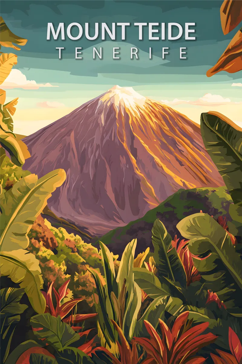 Monte Teide, Tenerife poster con telaio in legno da Wanderlust Vibes