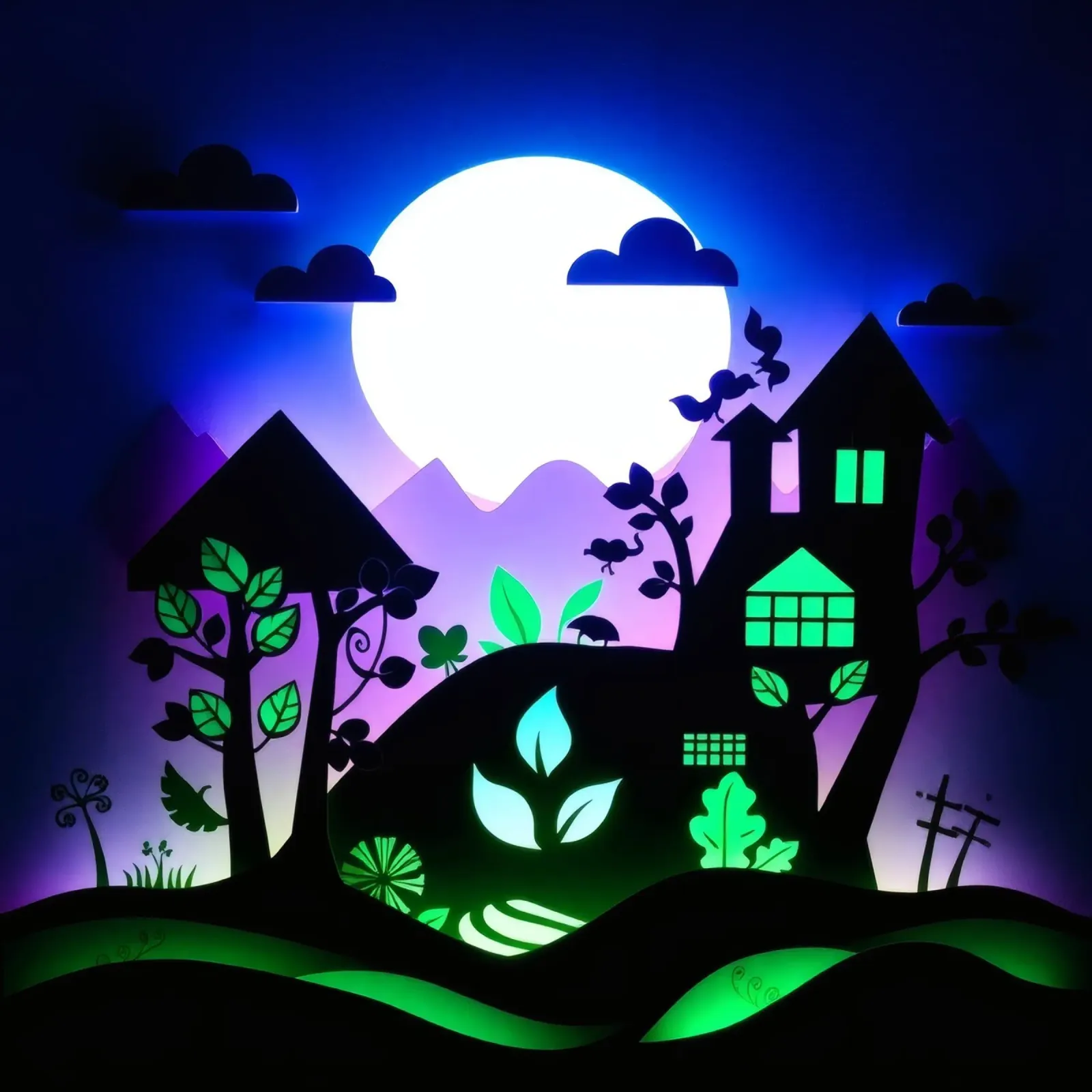 Creative paper cut art depicting a vibrant landscape canvas by DesignDoodle