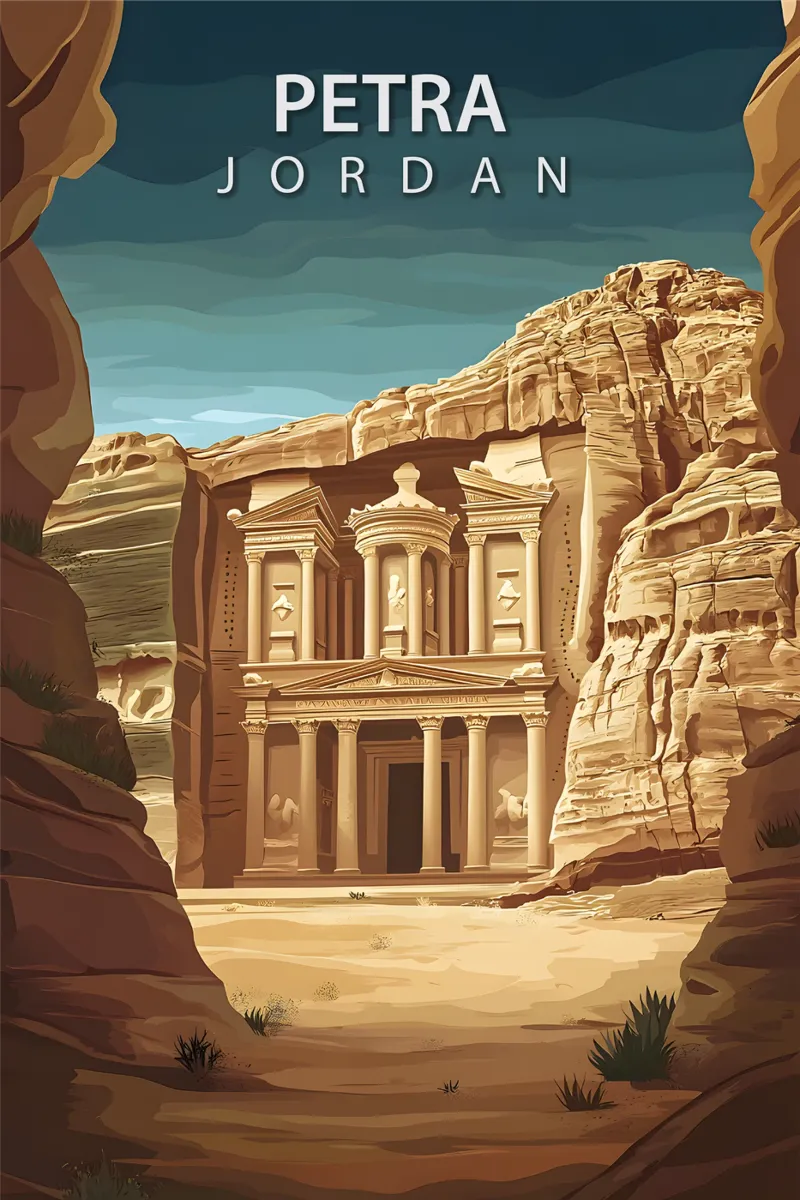 Petra, Giordania poster con telaio in plastica da Wanderlust Vibes