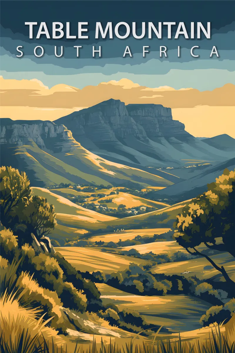 Tafelberg, Zuid-Afrika canvas met Baklijst van Wanderlust Vibes