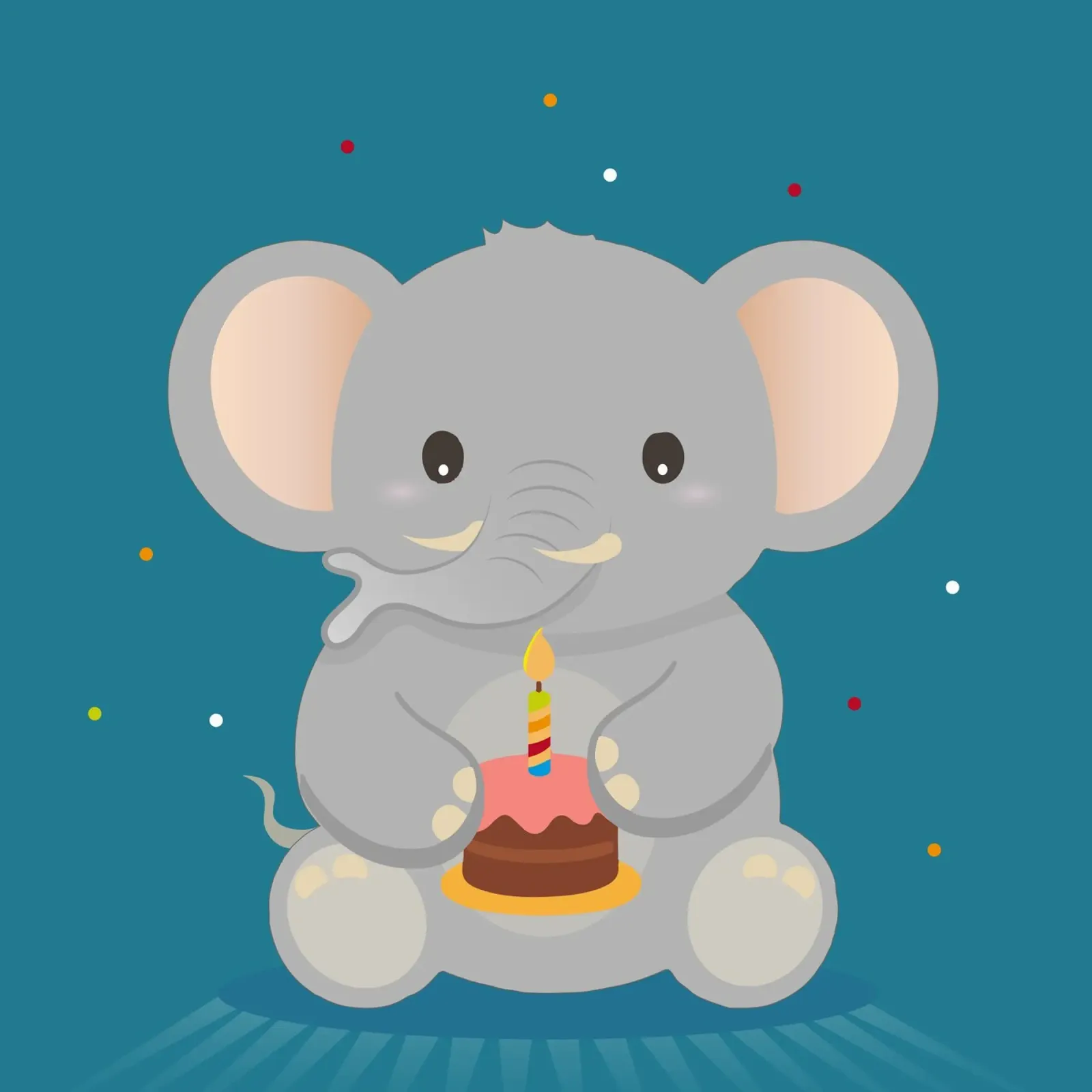 Elefante di compleanno con cupcake - simpatico motivo animale da festeggiare poster con telaio in alluminio da namosh