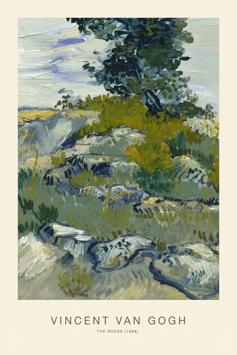 Van Gogh De Rotsen - Textuur Landschap Kunstdruk canvas met Baklijst van NorwesClub