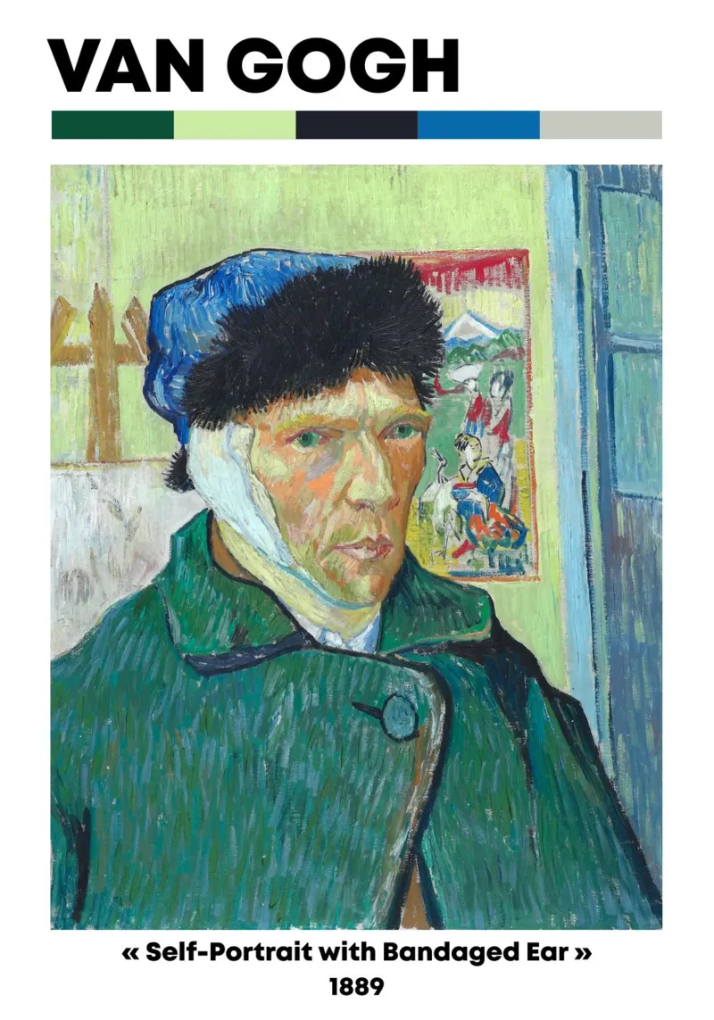 Van Gogh Self-Portrait - Post-Impressionist Raw Emotion Art canvas with Floater frame by NorwesClub