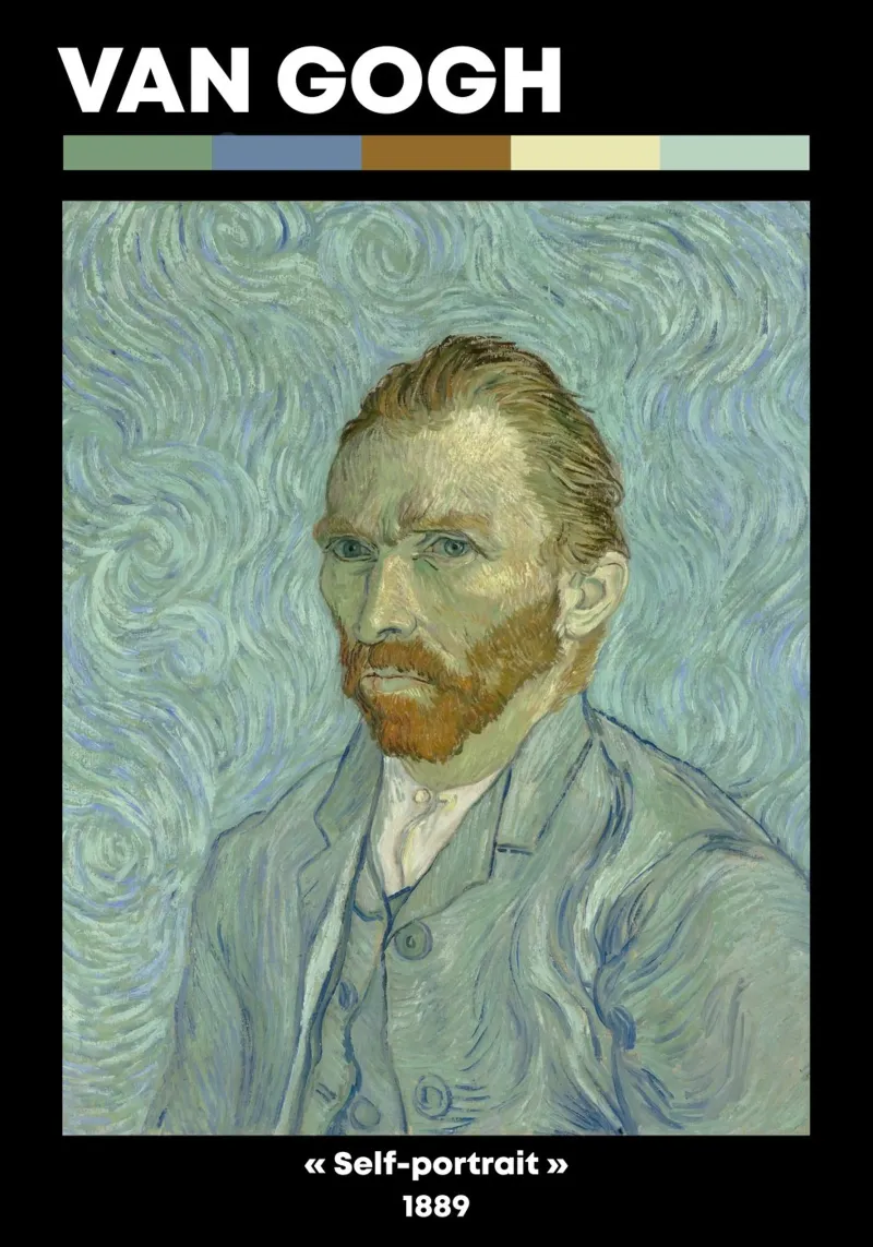 Van Gogh Zelfportret - Post-Impressionistisch Wervelend Canvas canvas met Baklijst van NorwesClub