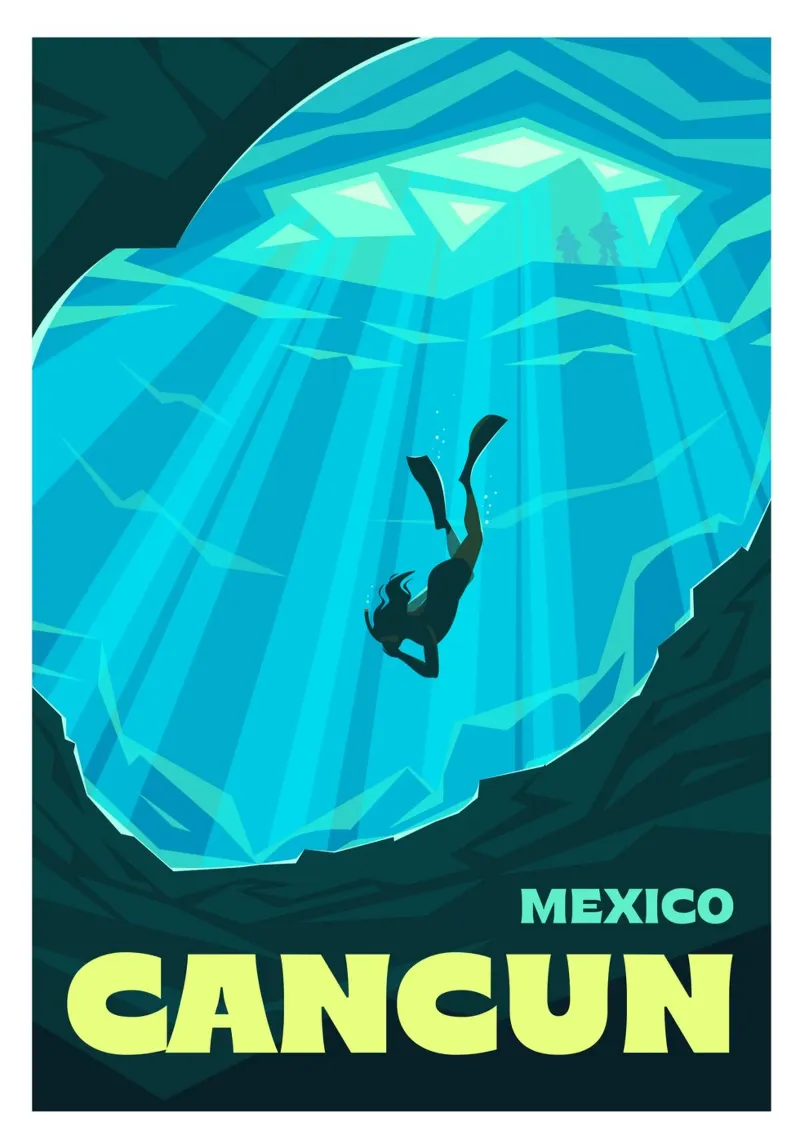 Cancun, Messico poster con telaio in plastica da Wanderlust Vibes