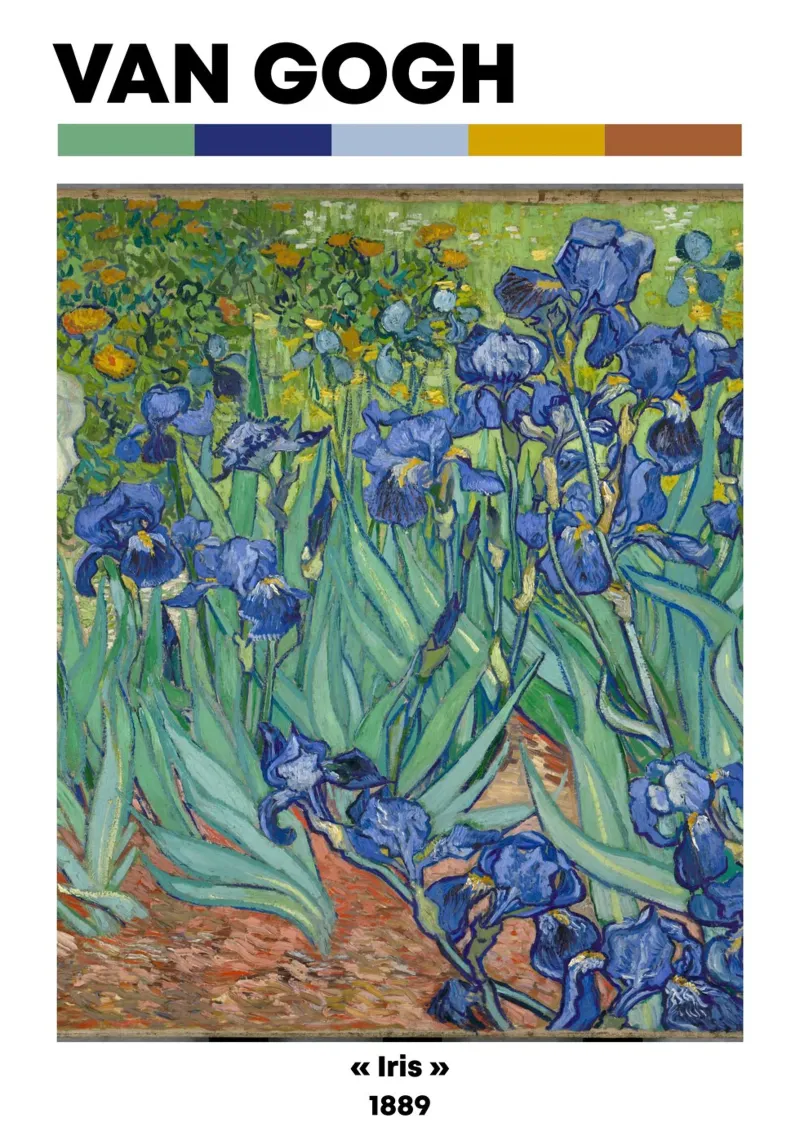 Van Goghs Irissen, Post-Impressionistische Bloemsierkunst Prin canvas met Baklijst van NorwesClub