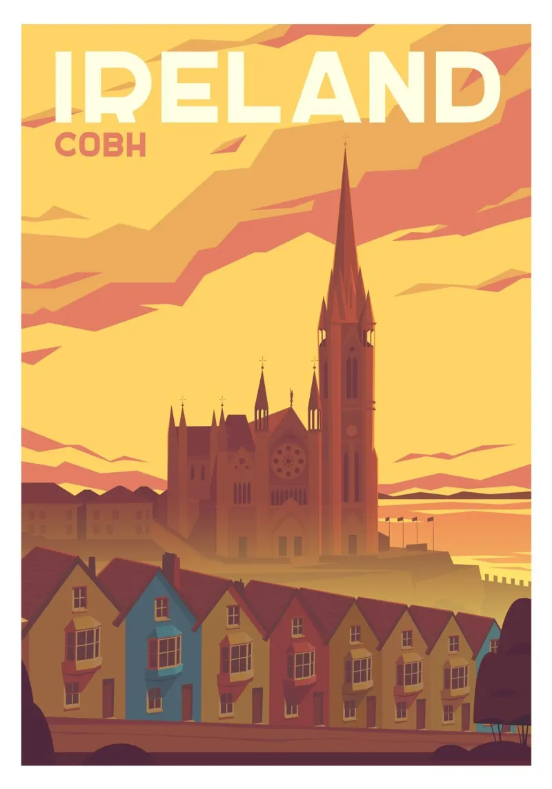 Cobh, Irlanda poster con telaio in alluminio da Wanderlust Vibes