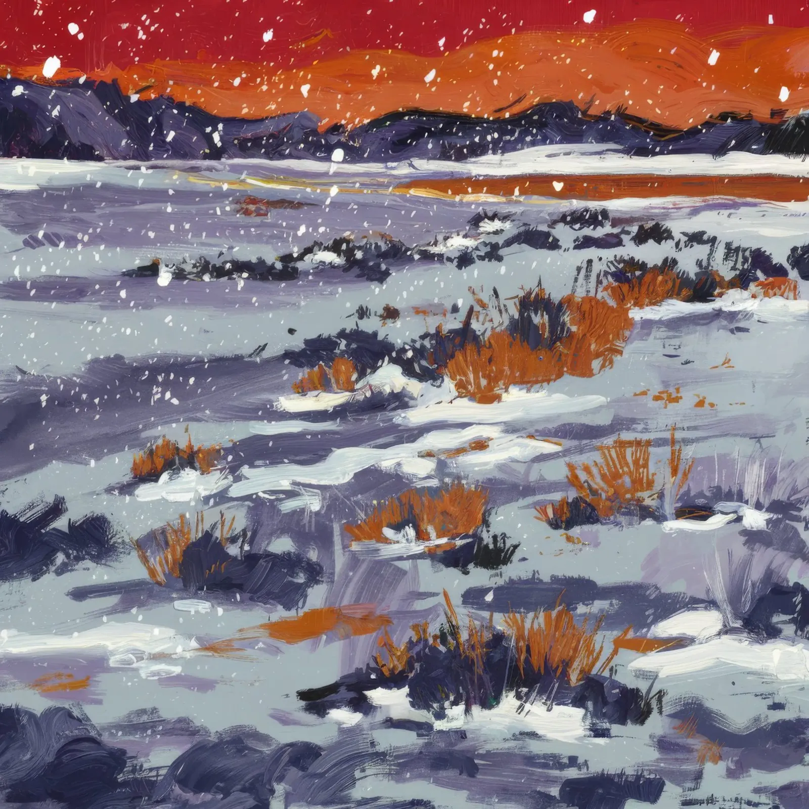 Deriva di neve cremisi poster con telaio in plastica da Solestice Strokes