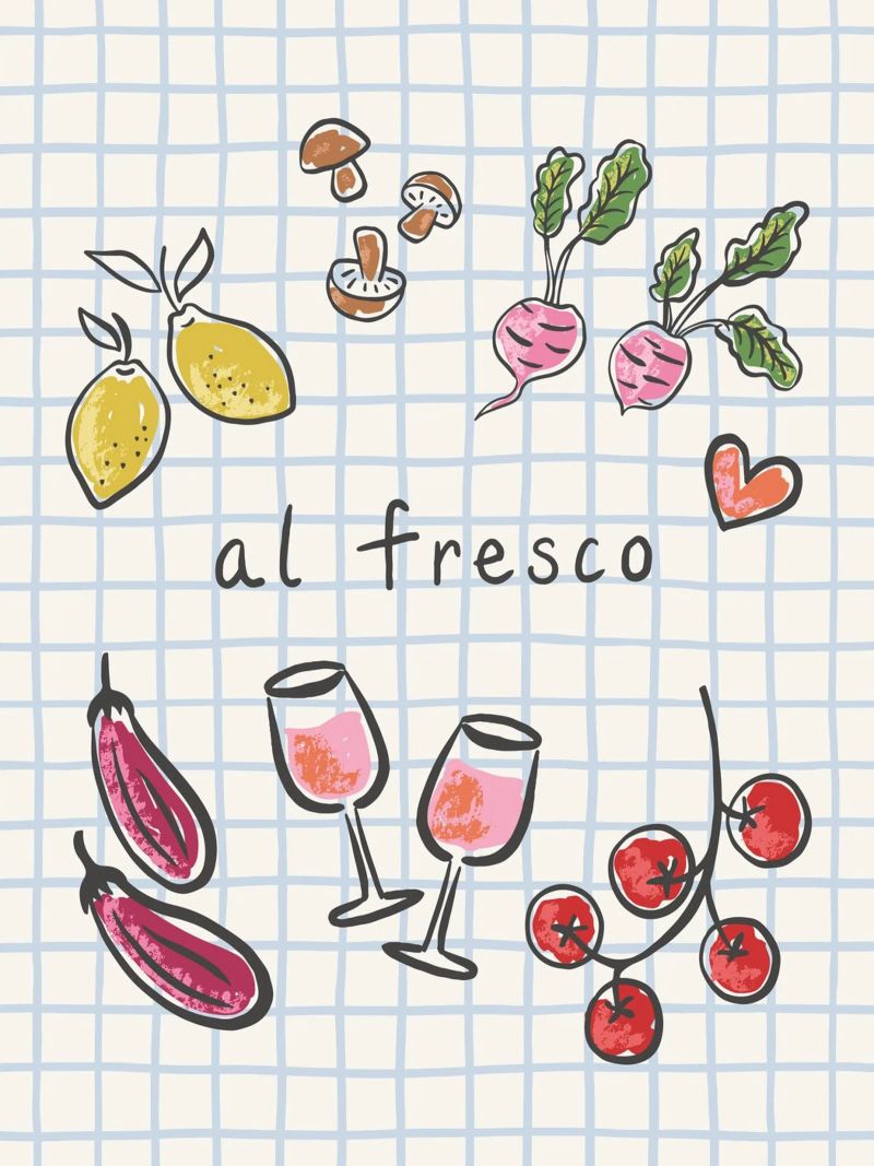 Al Fresco – Naïve Hand Drawn Picnic Print plexiglass da Vivdesign