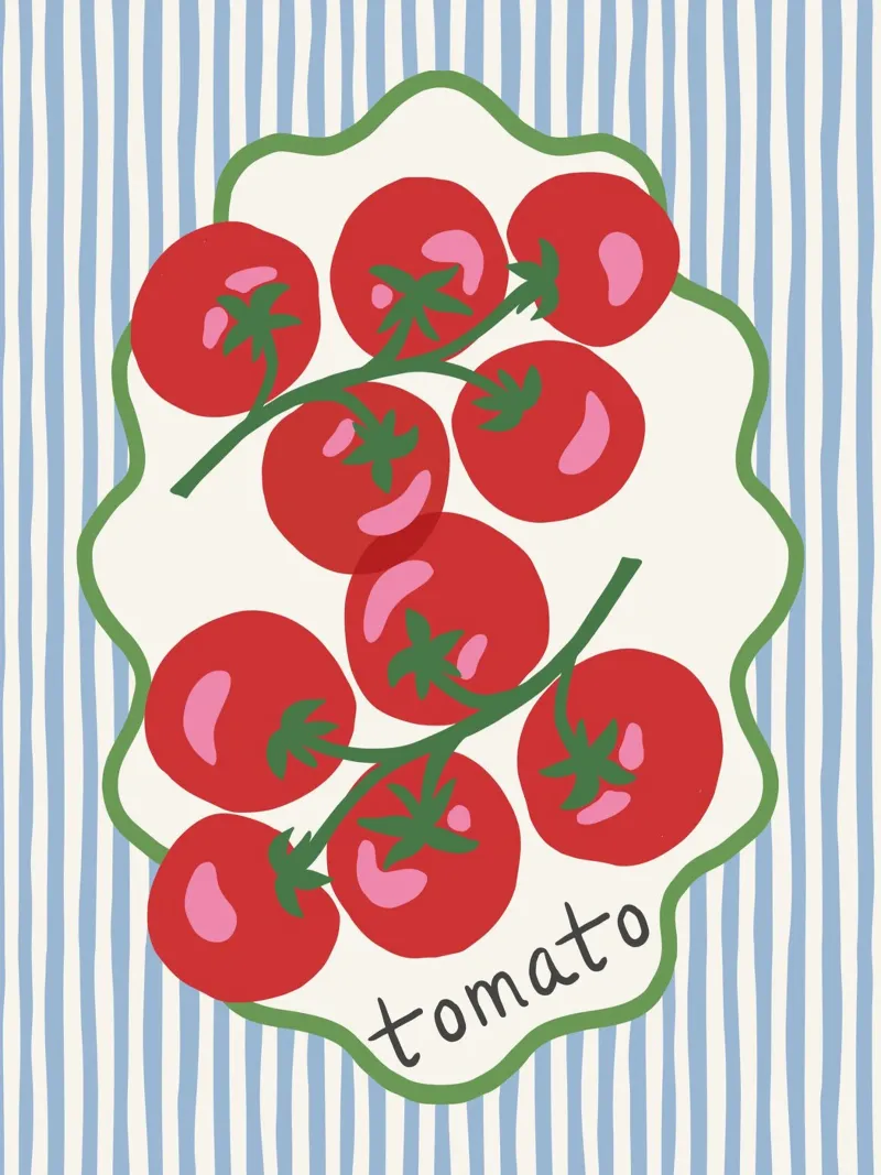 Tomatoes - graphic Italian summer vibes carta hahnemühle da Vivdesign