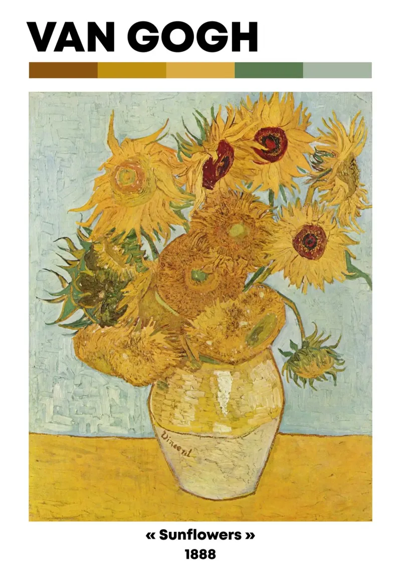 Van Gogh Zonnebloemen Impressionisme Kunstdruk - Bloemendecor T canvas met Baklijst van NorwesClub