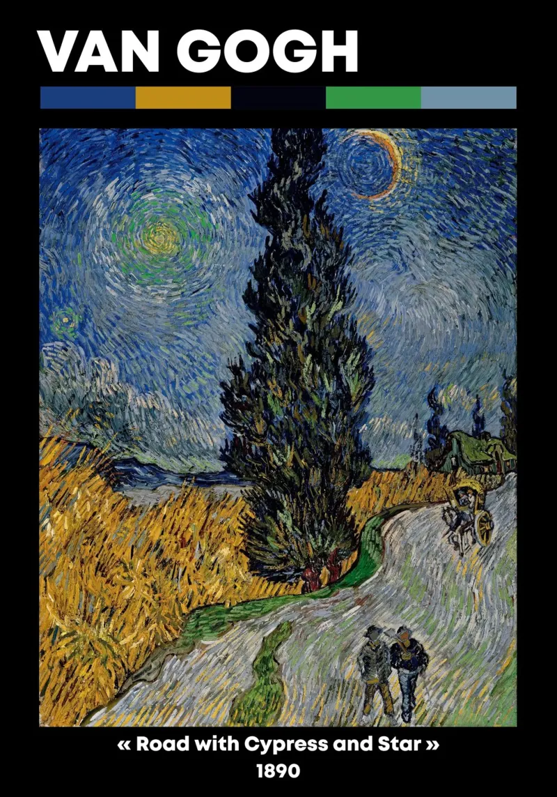 Strada di Van Gogh con cipresso e stella - Notte post-impressionista pellicola backlit da NorwesClub