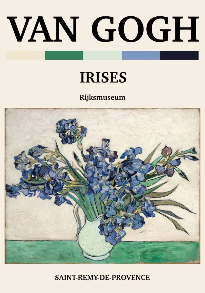 Van Gogh Irissen Post-Impressionisme Bloemrijke Kunstdruk - Blauw B canvas met Baklijst van NorwesClub