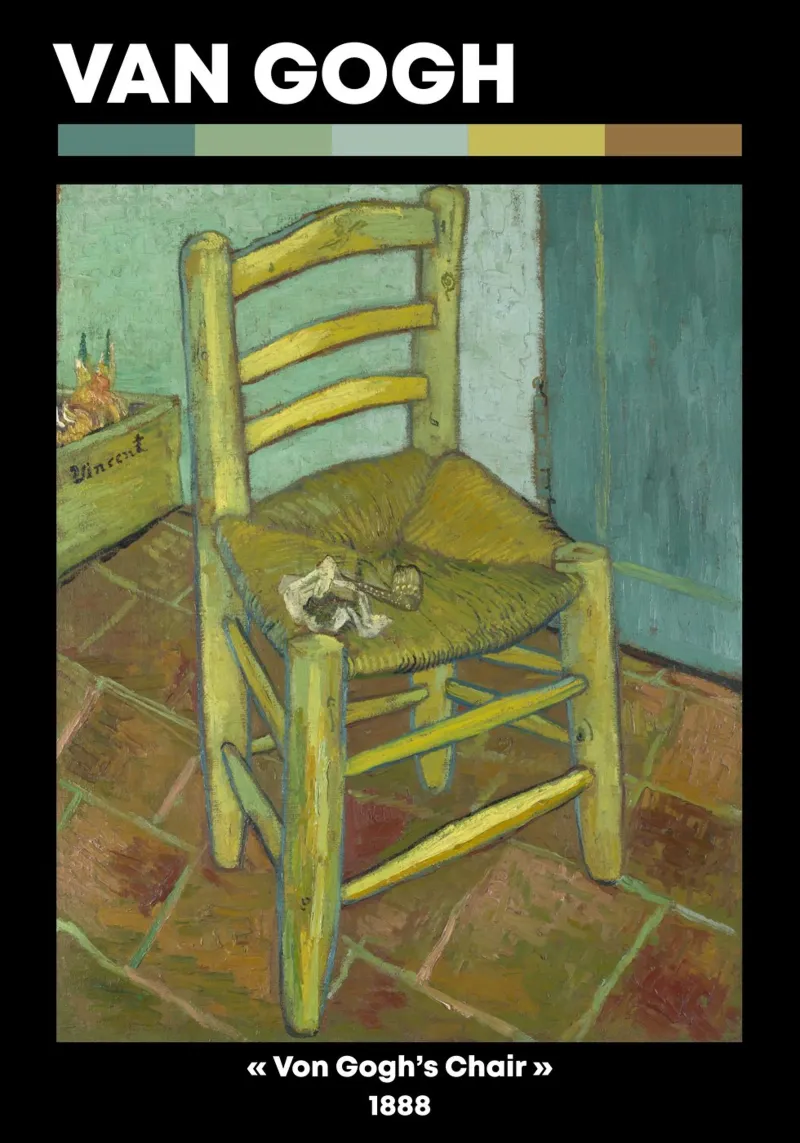 Van Goghs Stuhl - Post-impressionistisches Stillleben Heimtextilien Leinwand mit Schattenfugenrahmen von NorwesClub