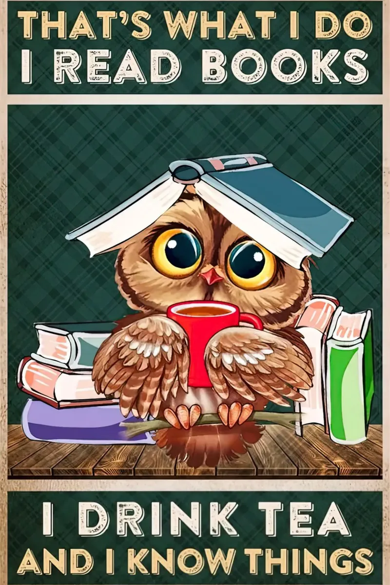 Eule Ich lese Bücher Ich trinke Tee und ich weiß Dinge Hahnemühle von Aaronshop