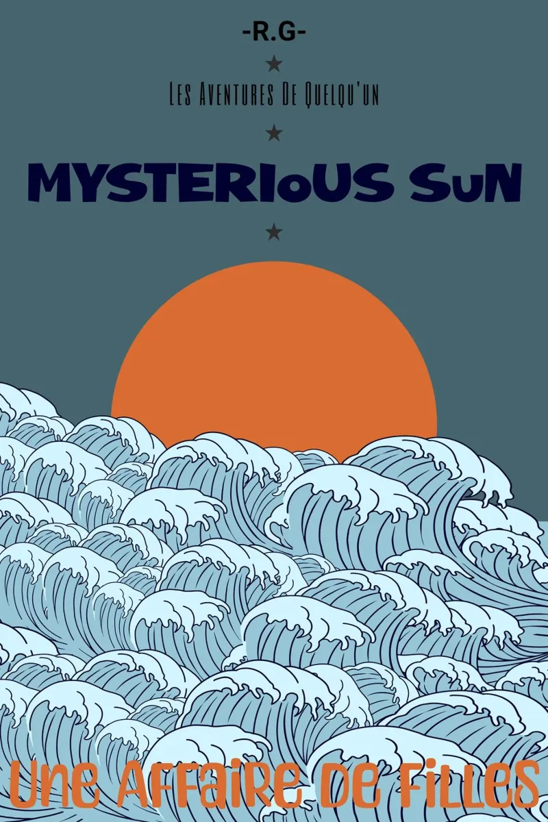 Mysterious Sun Waves | Retro Ocean Poster Art poster con telaio in alluminio da Une Affaire de Filles