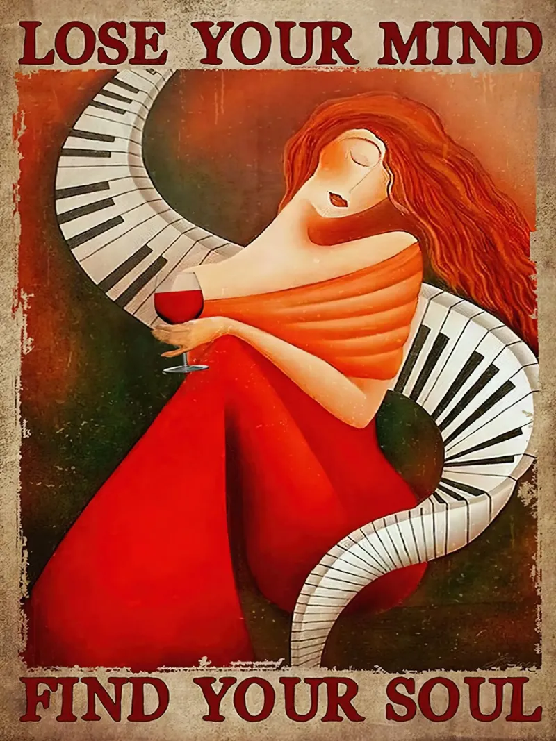 Pianoforte e vino, Perdere la testa, ritrovare l'anima poster con telaio in alluminio da Aaronshop