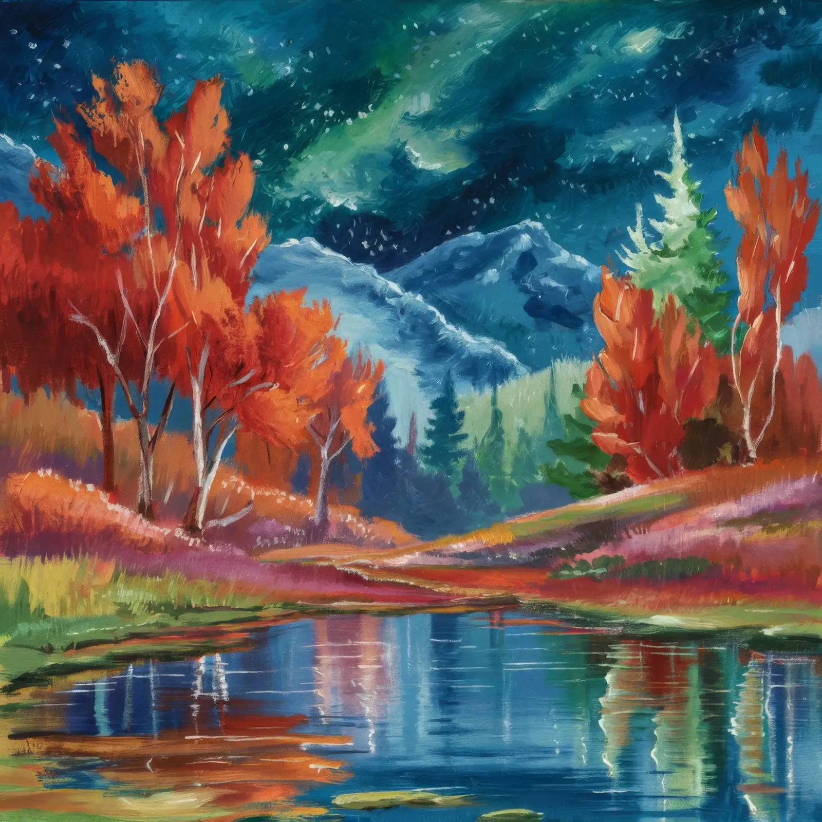Starlit Forest Pool canvas with Floater frame by Solestice Strokes