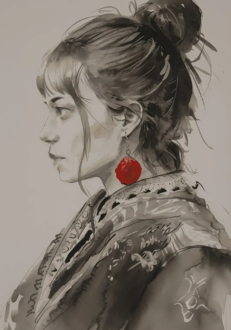 Boucle d'oreille cramoisie Pensée poster avec cadre en bois de Solestice Strokes