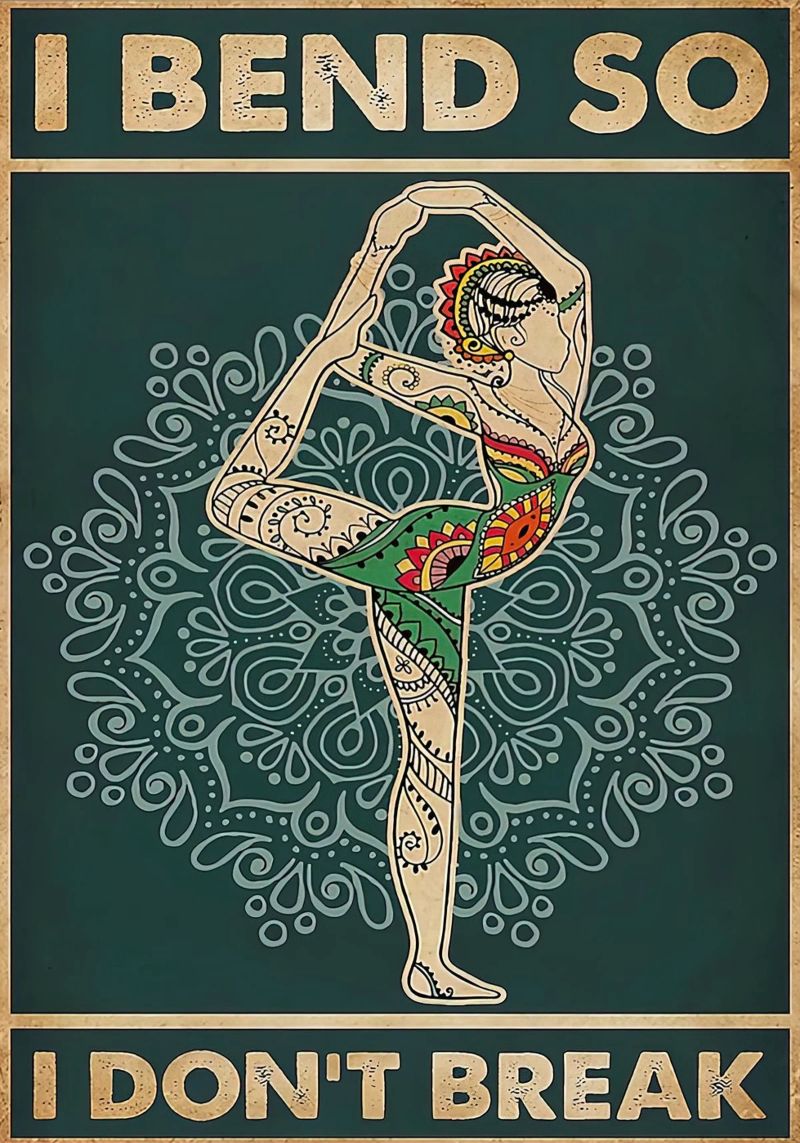 Retro Teal I Bend So I Don T Break Yoga Vertical poster by Aaronshop