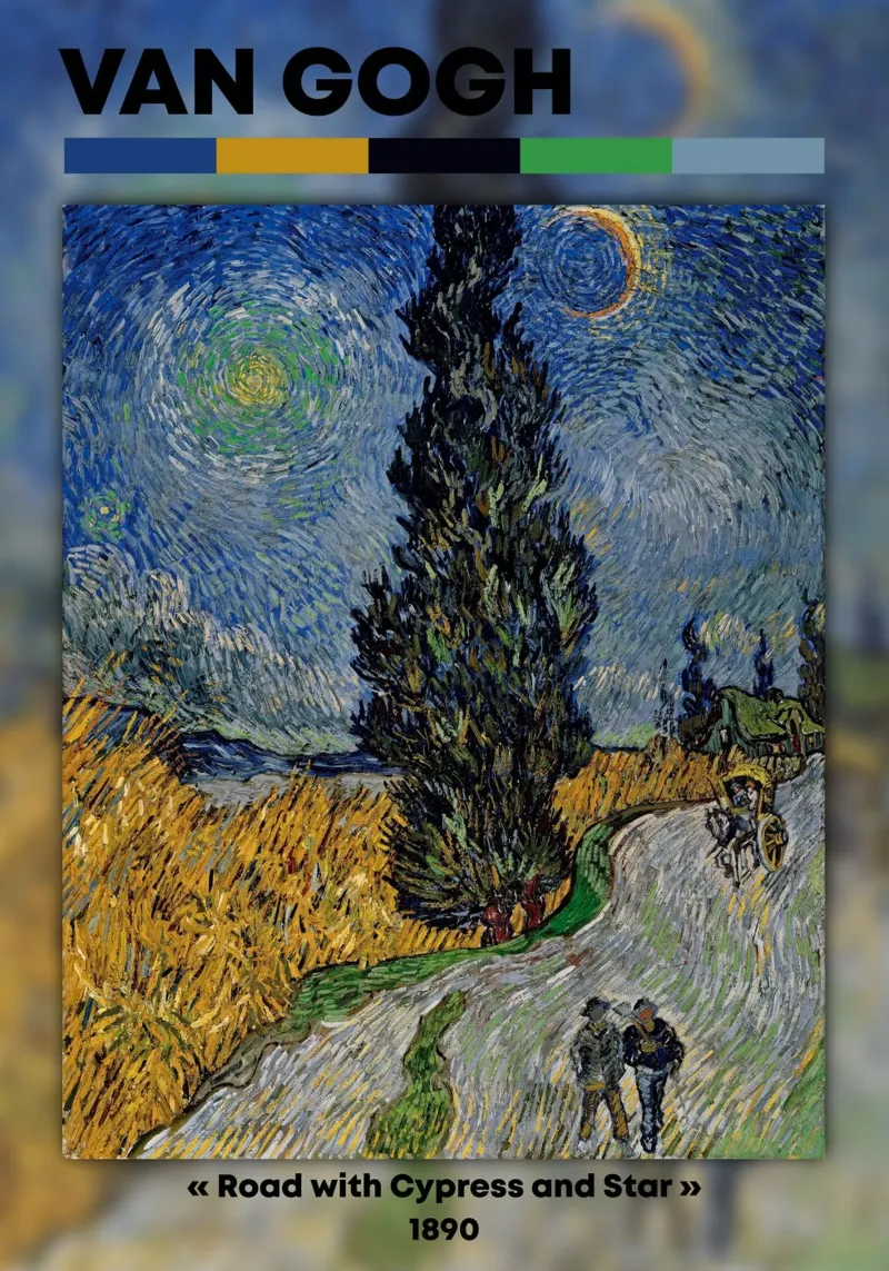 Van Gogh: Strada con cipresso e stella - Post-Impressionismo Ni pellicola backlit da NorwesClub