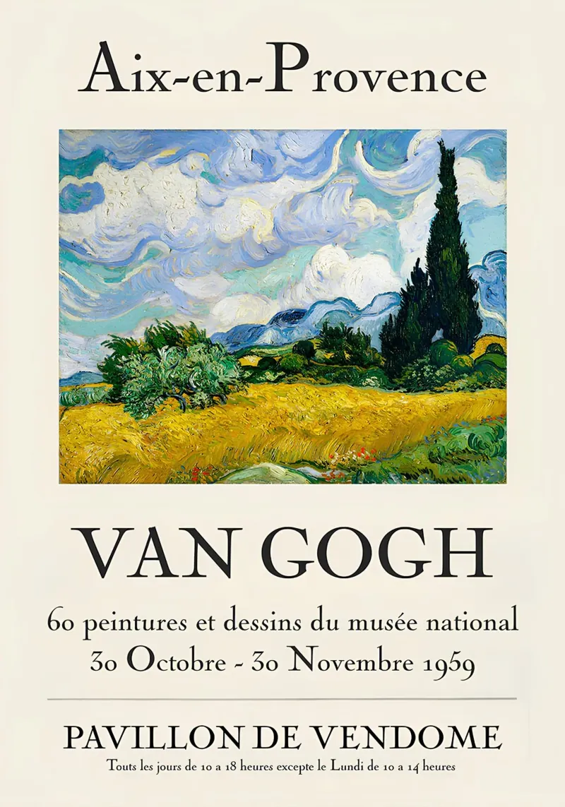 Van Gogh: Campo di grano con cipressi - Iconiche post-impressioni poster da NorwesClub