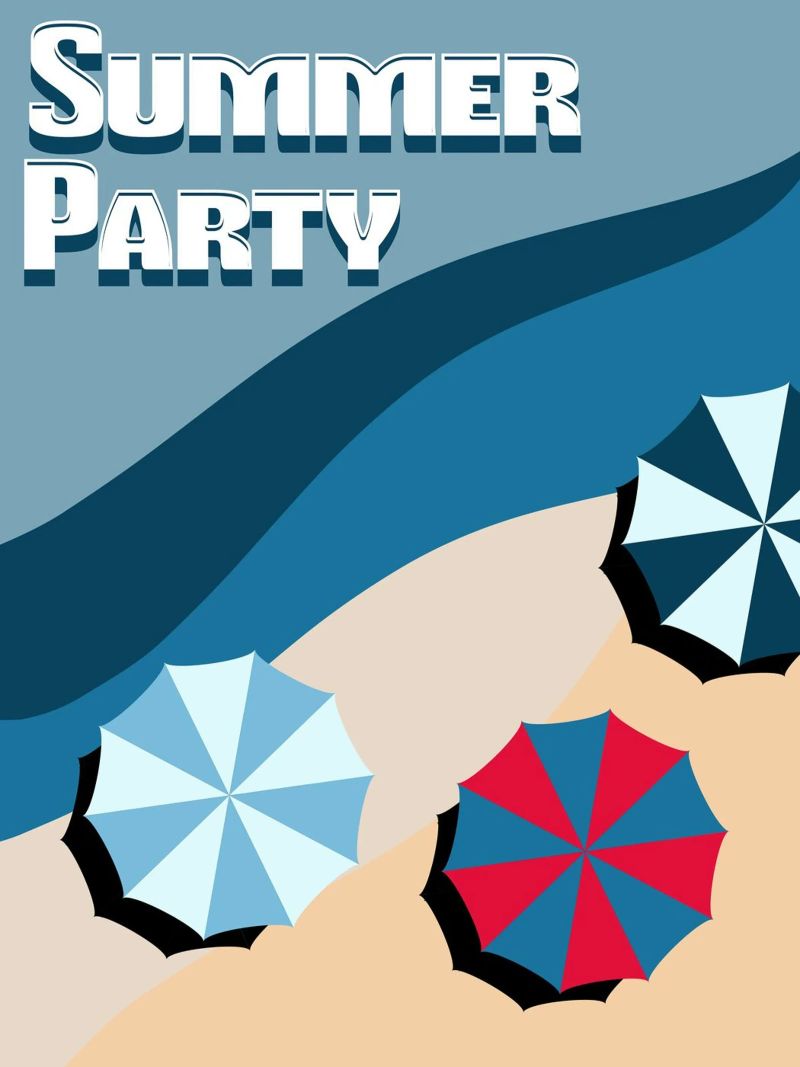 Summer Party Beach Vibes Poster | Modern Retro Art poster de Une Affaire de Filles