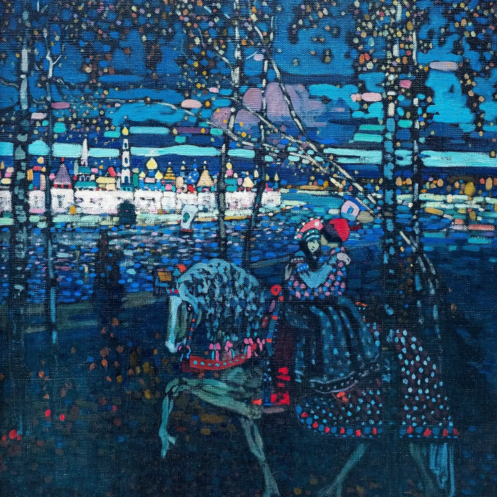 Coppia di Kandinsky a cavallo - Astrazione precoce, Sogno lirico poster con telaio in alluminio da NorwesClub