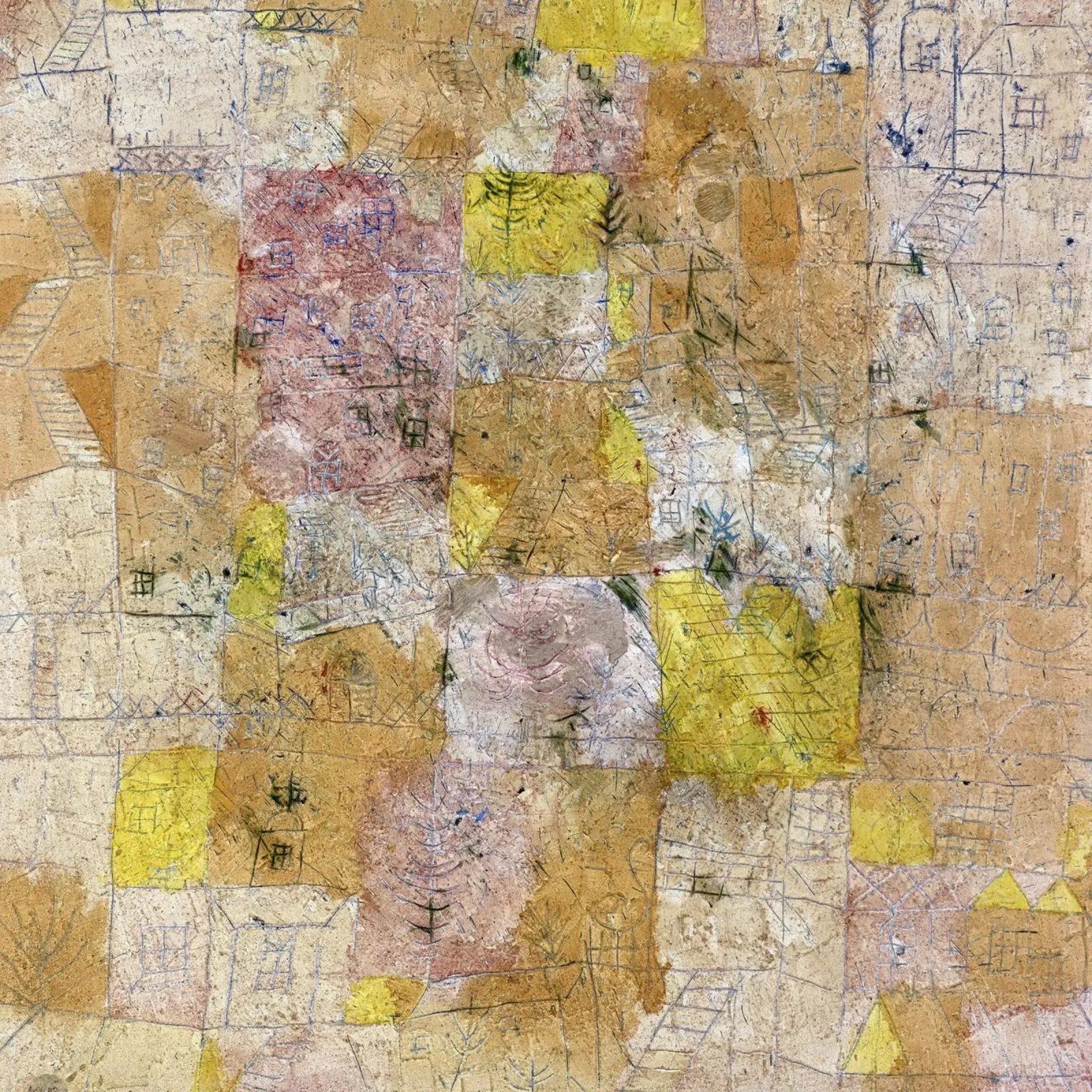Paul Klee Idillio suburbano - Espressionismo astratto, texture pellicola backlit da NorwesClub