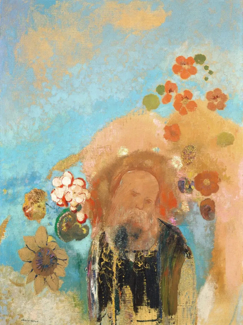 Odilon Redon: Evocation of Roussel - Symbolism, Dreamy, Flor canvas with Floater frame by NorwesClub