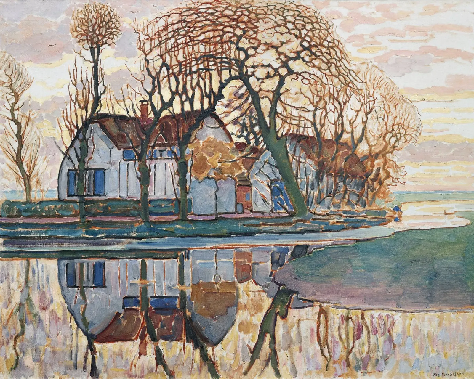Piet Mondrian: fattoria vicino a Duivendrecht - Primo modernismo, Lan poster con telaio in alluminio da NorwesClub
