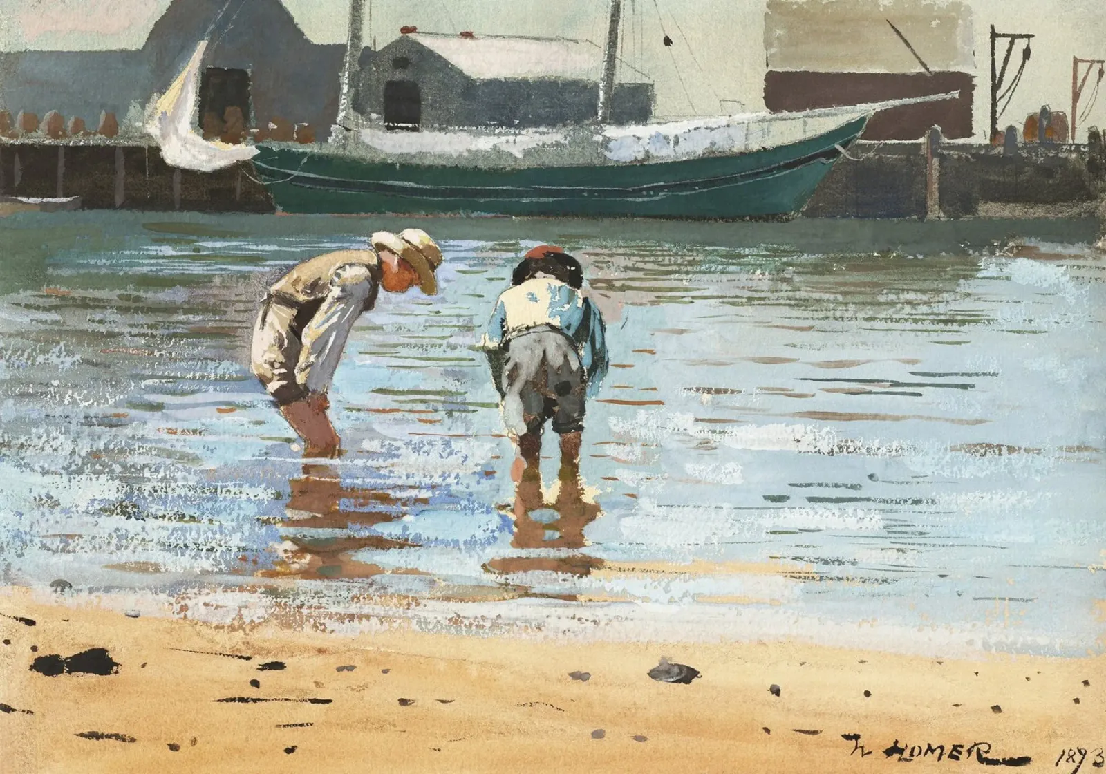 Winslow Homer - Realista "Ragazzi che guadano" - American Life Art Pr tela con Cornice a cassetta da NorwesClub