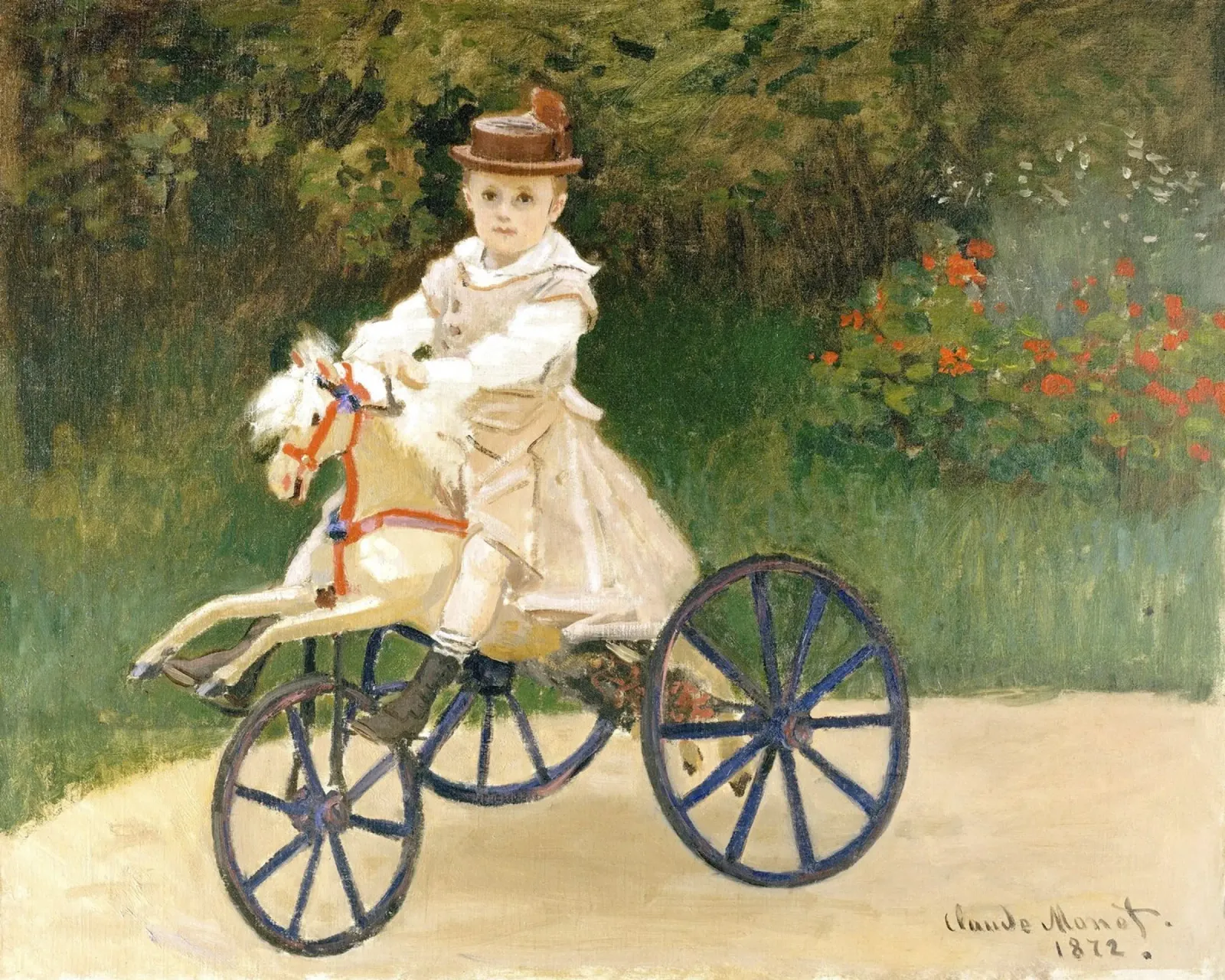Claude Monet - "Jean Monet on Hobby Horse" Impressionist Mas canvas with Floater frame by NorwesClub
