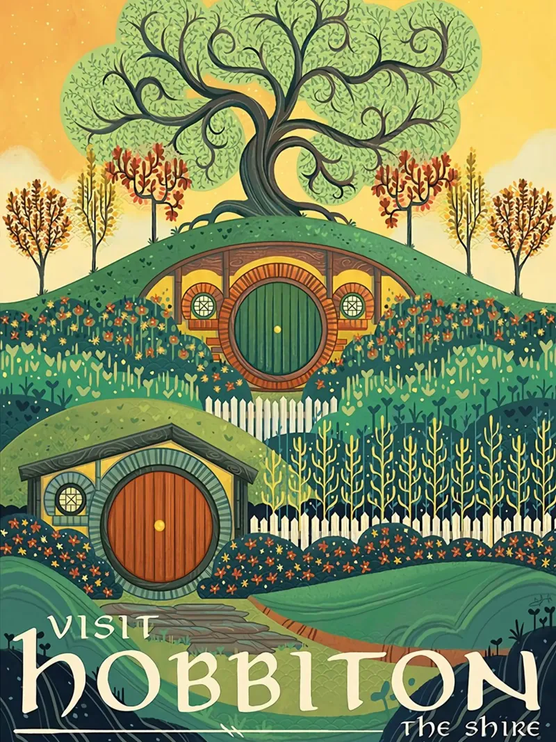 Visitare Hobbiton La Contea pellicola backlit da Junkie Movie