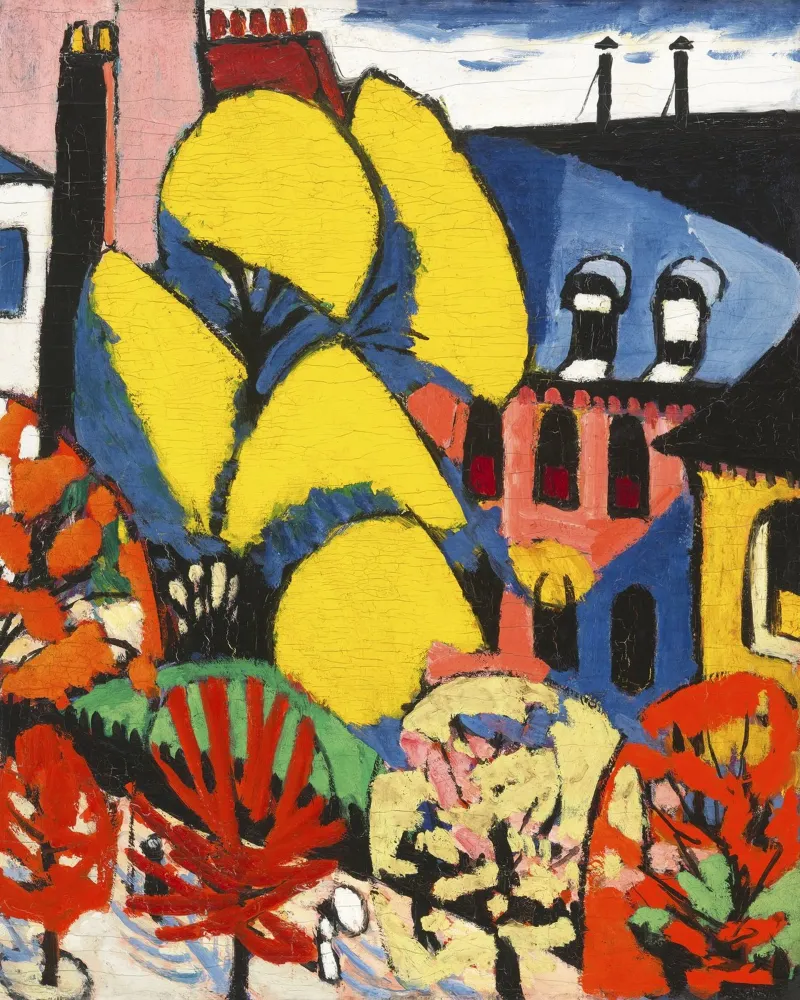 Henry Lyman Sayen - Abstract stedelijk landschap "Bomen" - Moder poster met aluminium frame van NorwesClub