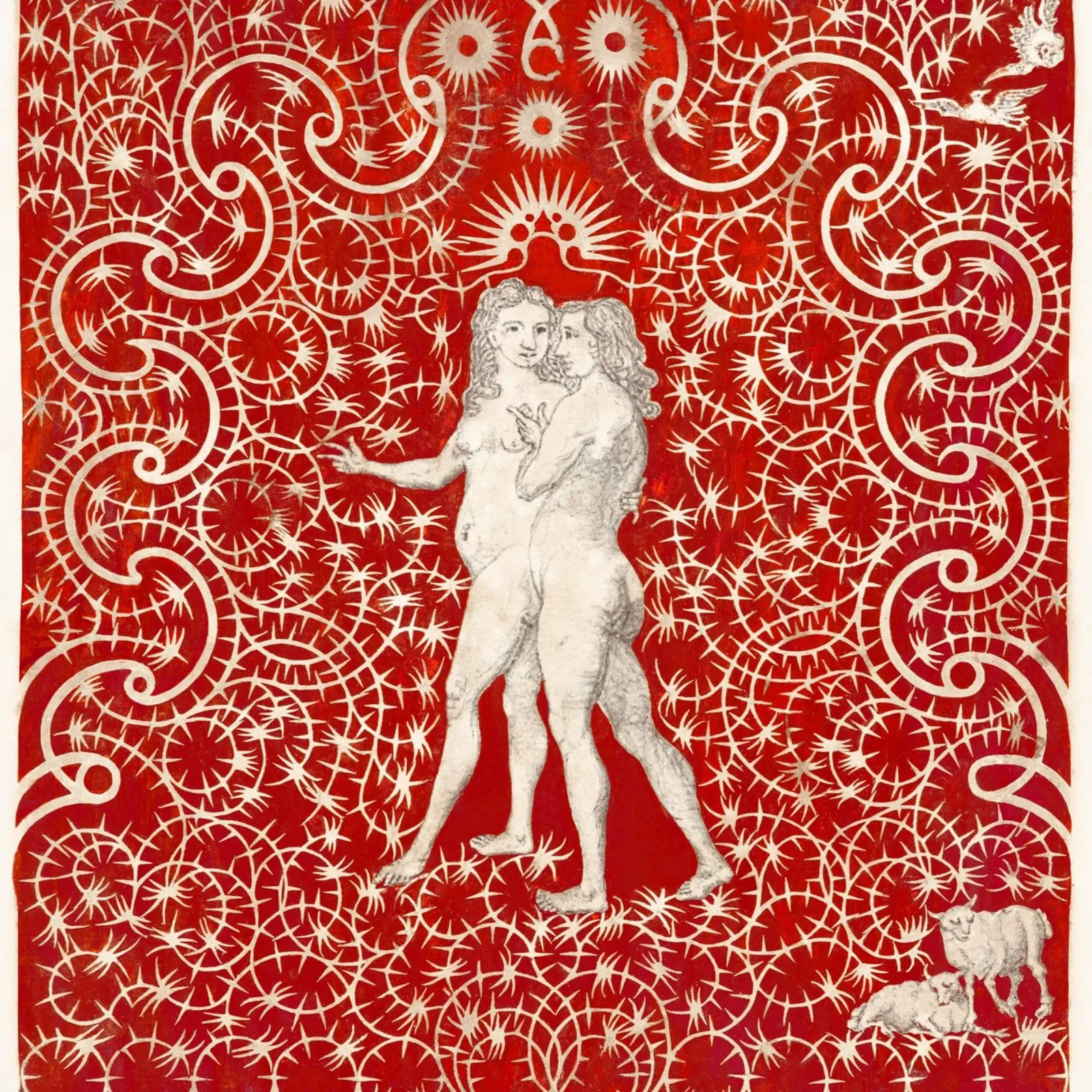 Adam & Eva van Aubrey Beardsley - Art Nouveau & Symbolisme Prin canvas met Baklijst van NorwesClub