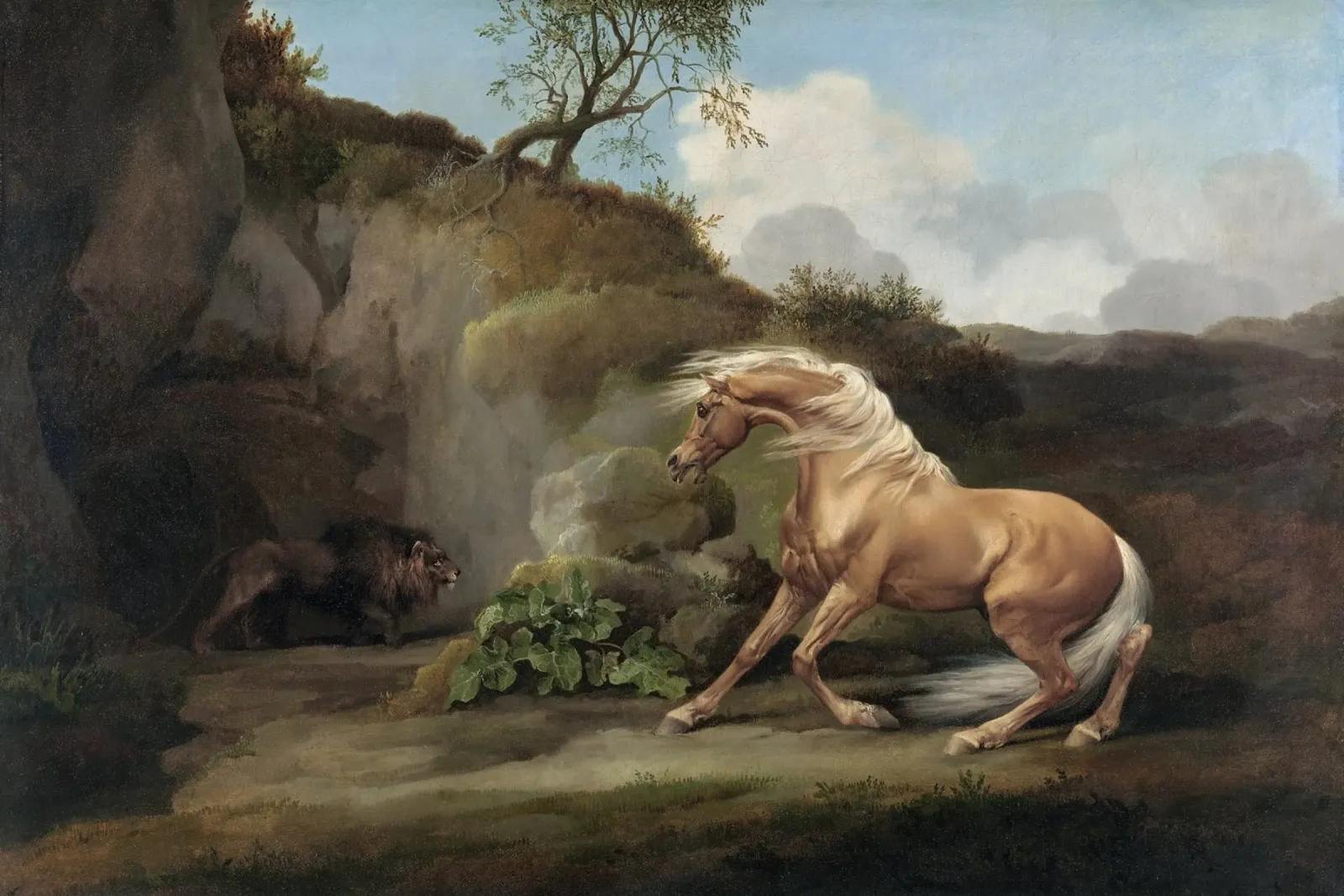 George Stubbs Geängstigtes Pferd - Romantik & Wildlife Art Leinwand mit Schattenfugenrahmen von NorwesClub