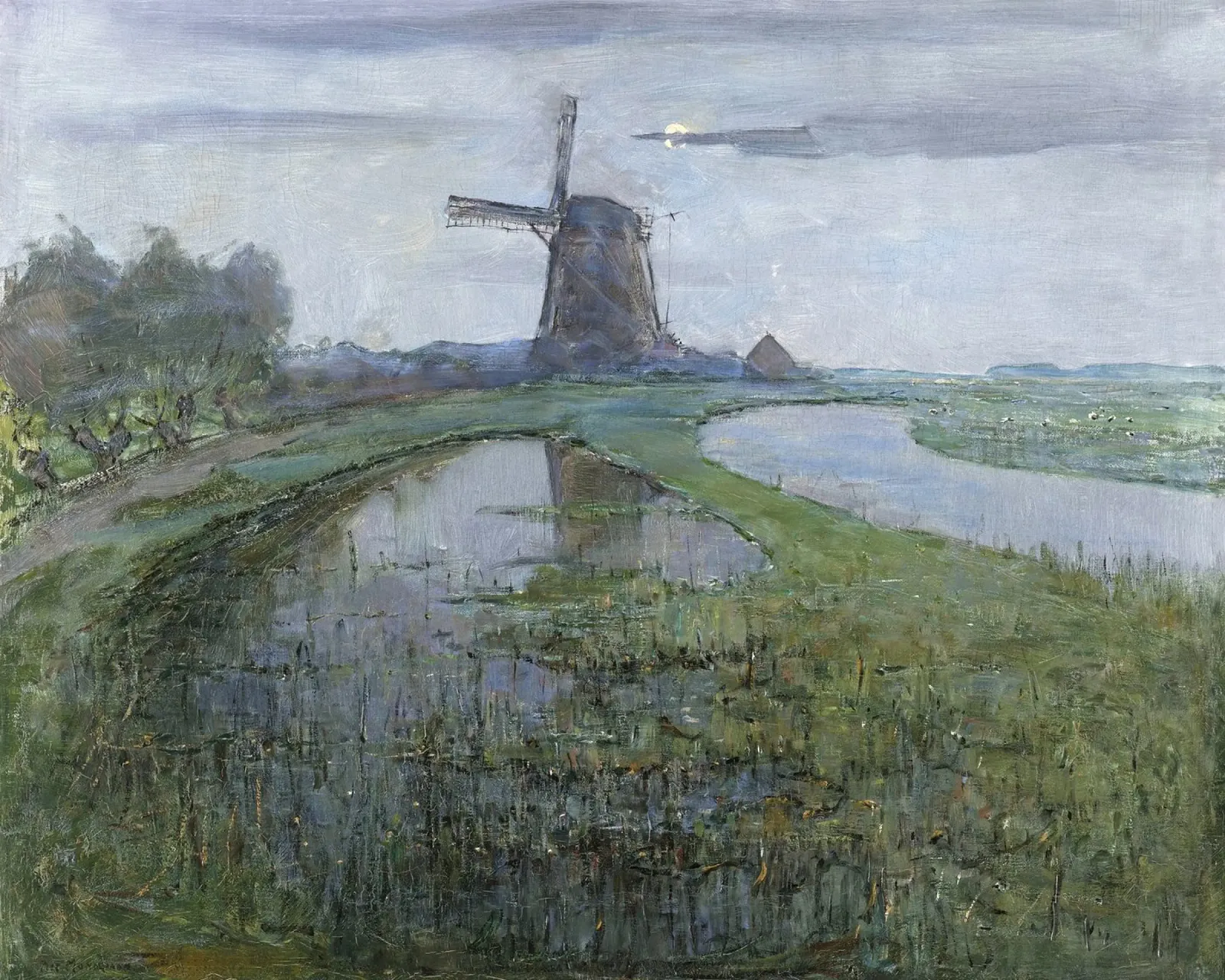 Piet Mondrian: Oostzijdse Mill - Early Modernist Dutch Lands canvas van NorwesClub